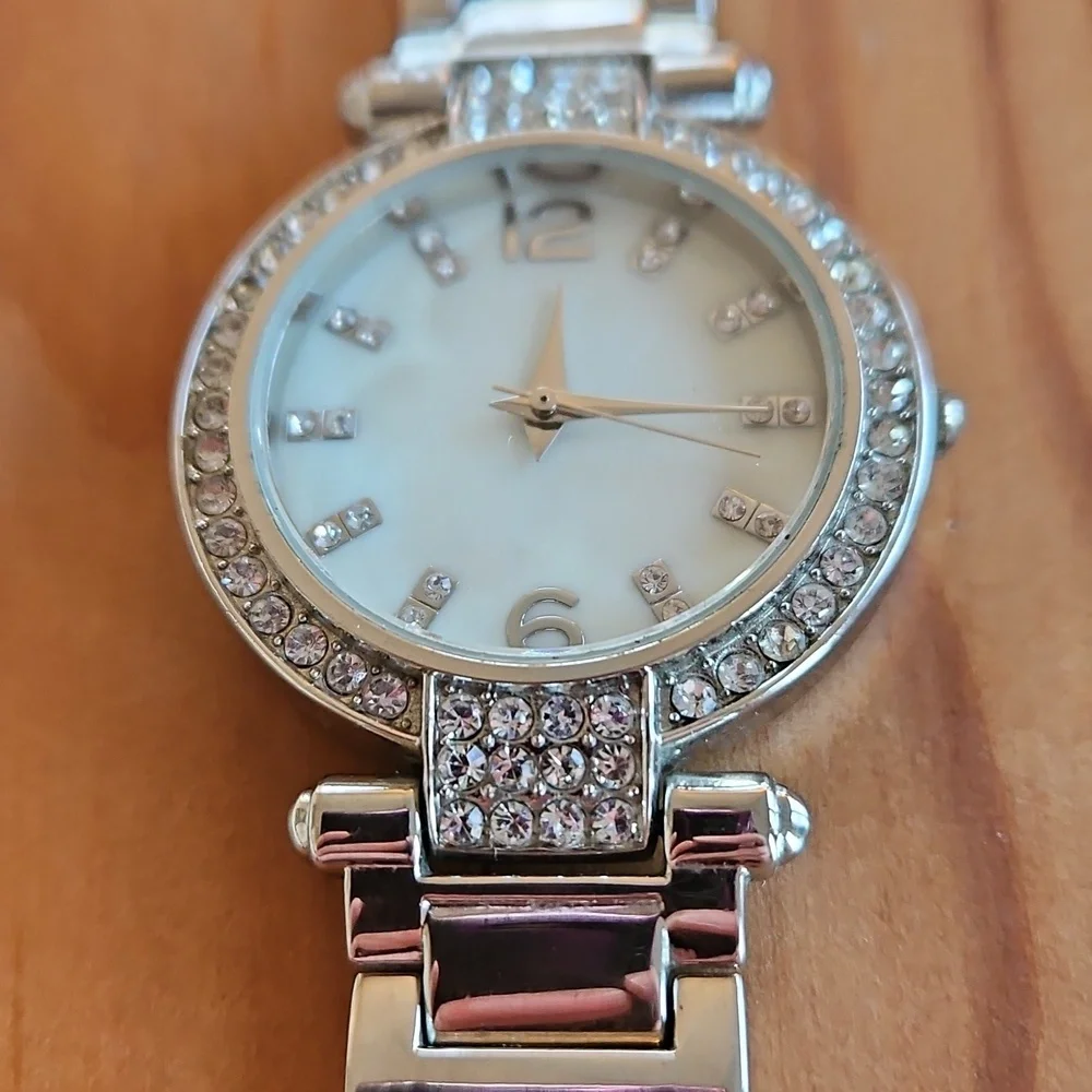 Silver and crystal fashion watch